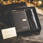 3 in 1 gift combo with diary notebook, stainless steel water bottle and pen by Tohfa Riwaz