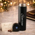 Personalized Temperature Bottle With Smart Display with Custom Note Card Black - Image 3