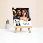 Personalised photo stand with elegant wooden easel curated by Tohfa Riwaz