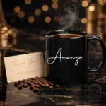 Personalized black coffee cup gift for men and women by Tohfa Riwaz