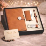 4 in 1 premium gift combo with diary notebook, key chain, card holder and pen by Tohfa Riwaz