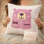 Premium white cushion with A Big Hug print and personalized note card