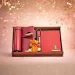 Customized men gift set featuring wallet diary stainless steel water bottle and keychain