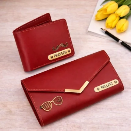 Customized men and ladies wallet combo for couples with name engraving