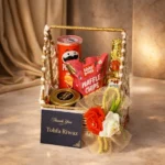 Premium chocolate and nuts gift hamper in decorative basket by Tohfa Riwaz Mohali