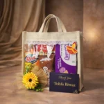 Eco friendly chocolate and confectionery gift hamper in decorative bag by Tohfa Riwaz Mohali