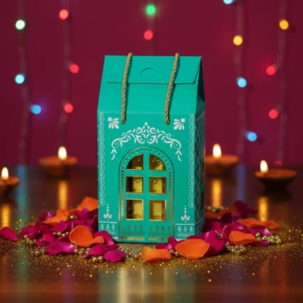 Hut shape decorative chocolate and nuts gift hamper by Tohfa Riwaz Mohali