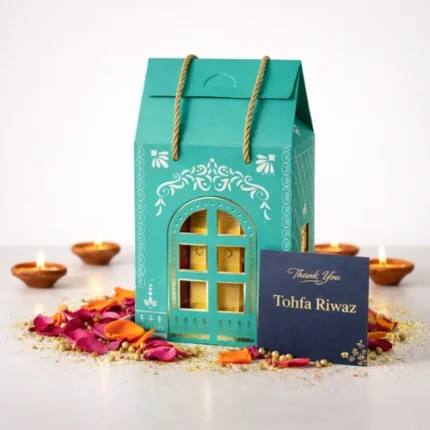Luxury hut style gift hamper with chocolates and dry fruits in Mohali by Tohfa Riwaz