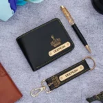 Personalized birthday gift for men with premium wallet and keychain combo by Tohfa Riwaz