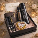 Men gift set featuring premium wallet leather belt sunglasses cover and deodorant