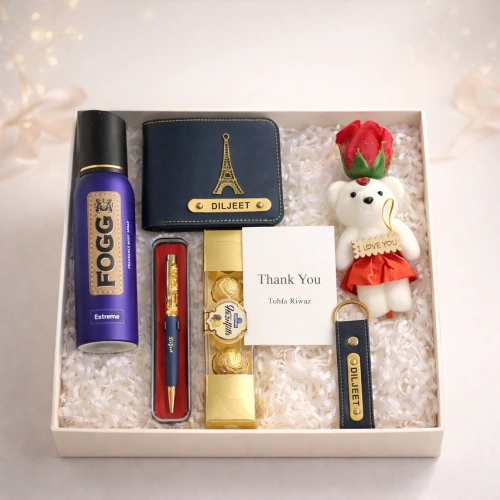 men-gift-set-wallet-belt-fogg-deo-2 Premium personalized men’s gift hamper with wallet belt fogg deo and teddy by Tohfa Riwaz