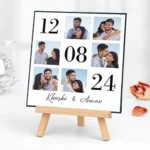 Personalised photo stand with elegant wooden easel curated by Tohfa Riwaz