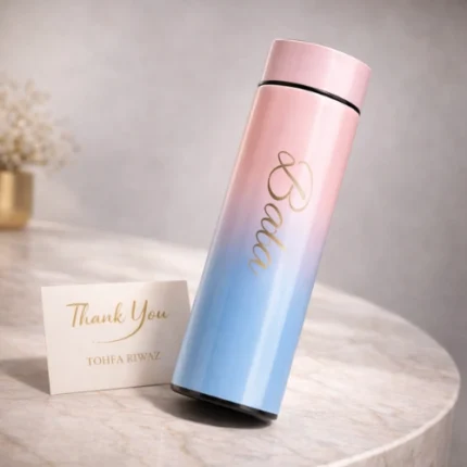 Temperature display water bottle gift with custom note card by Tohfa Riwaz