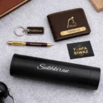 Personalized birthday gift set for men with wallet keychain bottle and pen by Tohfa Riwaz