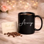 Black personalised coffee cup stylish gift for coffee lovers