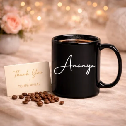 Black personalised coffee cup stylish gift for coffee lovers