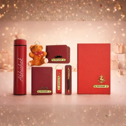 Personalized premium gift hamper for men with wallet diary bottle pen and teddy by Tohfa Riwaz