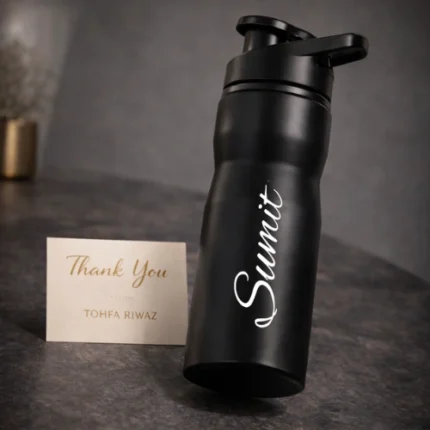 Personalized stainless steel sipper bottle gift curated by Tohfa Riwaz