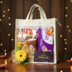 Decorative reusable eco bag gift hamper with chocolates and sweets Mohali