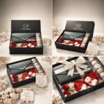 Luxury ladies clutch gift set with cute heart teddy and chocolate box