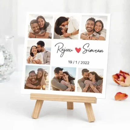 Personalised photo stand with elegant wooden easel curated by Tohfa Riwaz