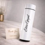 Temperature display water bottle gift with custom note card by Tohfa Riwaz