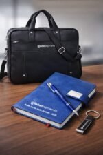 4 in 1 Premium Gift Combo |  Diary Notebook, Key Chain, Leather Bag & Pen
